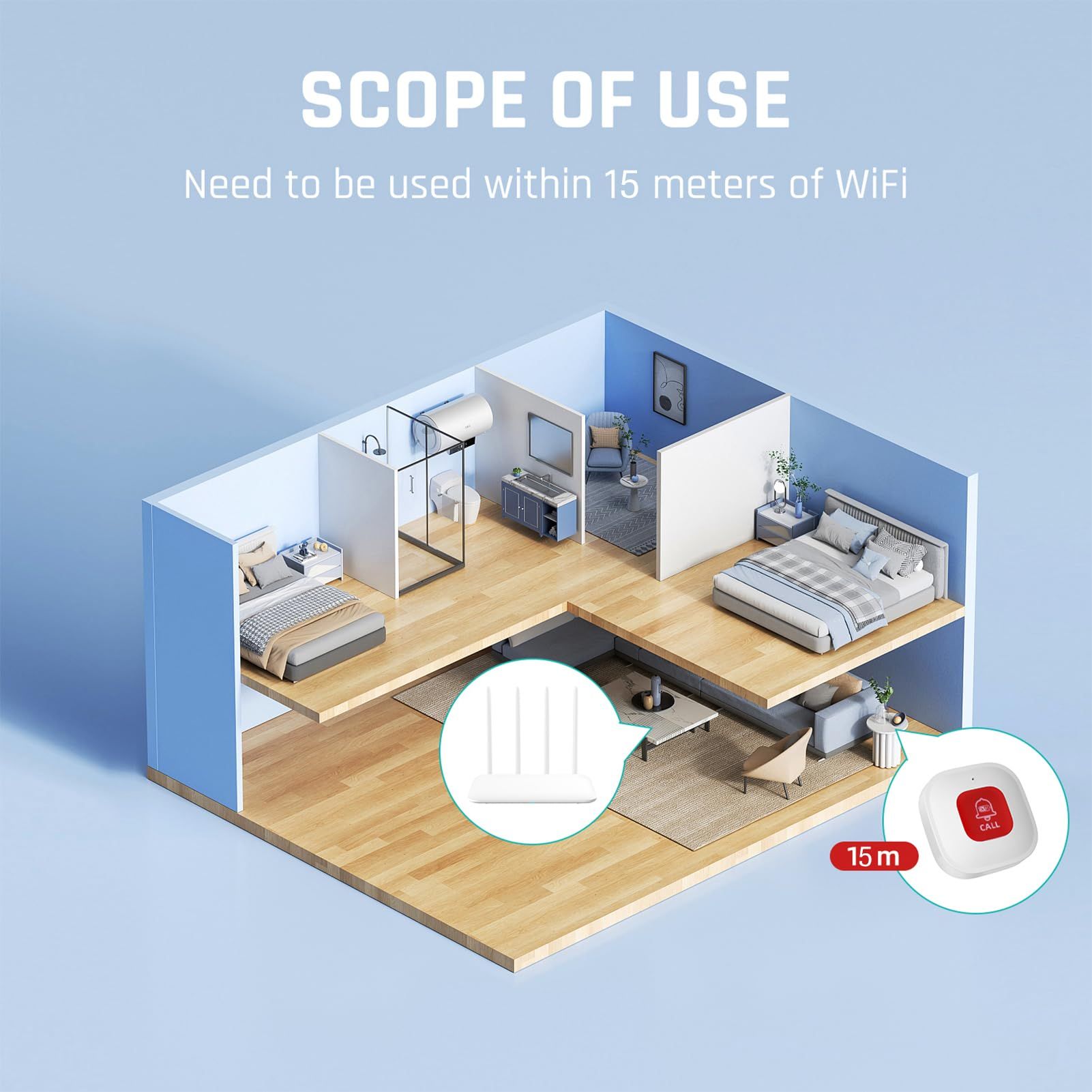 Caregiver Call Button for Elderly at Home w App Notification, Elderly Monitoring, Caregiver Pager, Life Alert Systems for Seniors, Alert Button for Seniors at — image 4