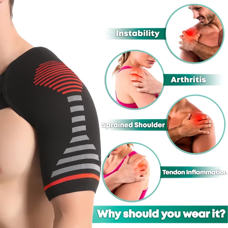 Compression Shoulder Support Breathable Fabric Rotator Cuff Men Women(Red) โ image 2
