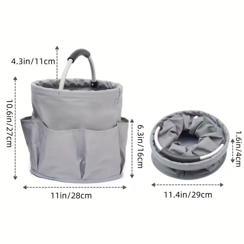 Premium Black Gardening Storage Bag made of durable 600D Oxford cloth, features 6 deep side pockets for small hand tools, spray bottles, beverages, and more โ image 6