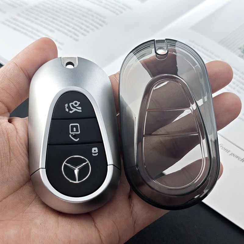 Mercedes Benz S450L Key Cover Transparent TPU Type c-transparent black [single key cover]