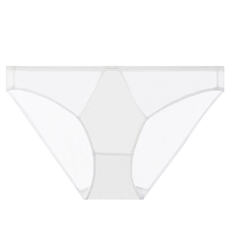 House Of Dasein Sexy Women's Underwear French Ultra-Thin Seamless Plus Size Panties With Cotton Crotch Lifting Low Waist Triangle Briefs - White - L