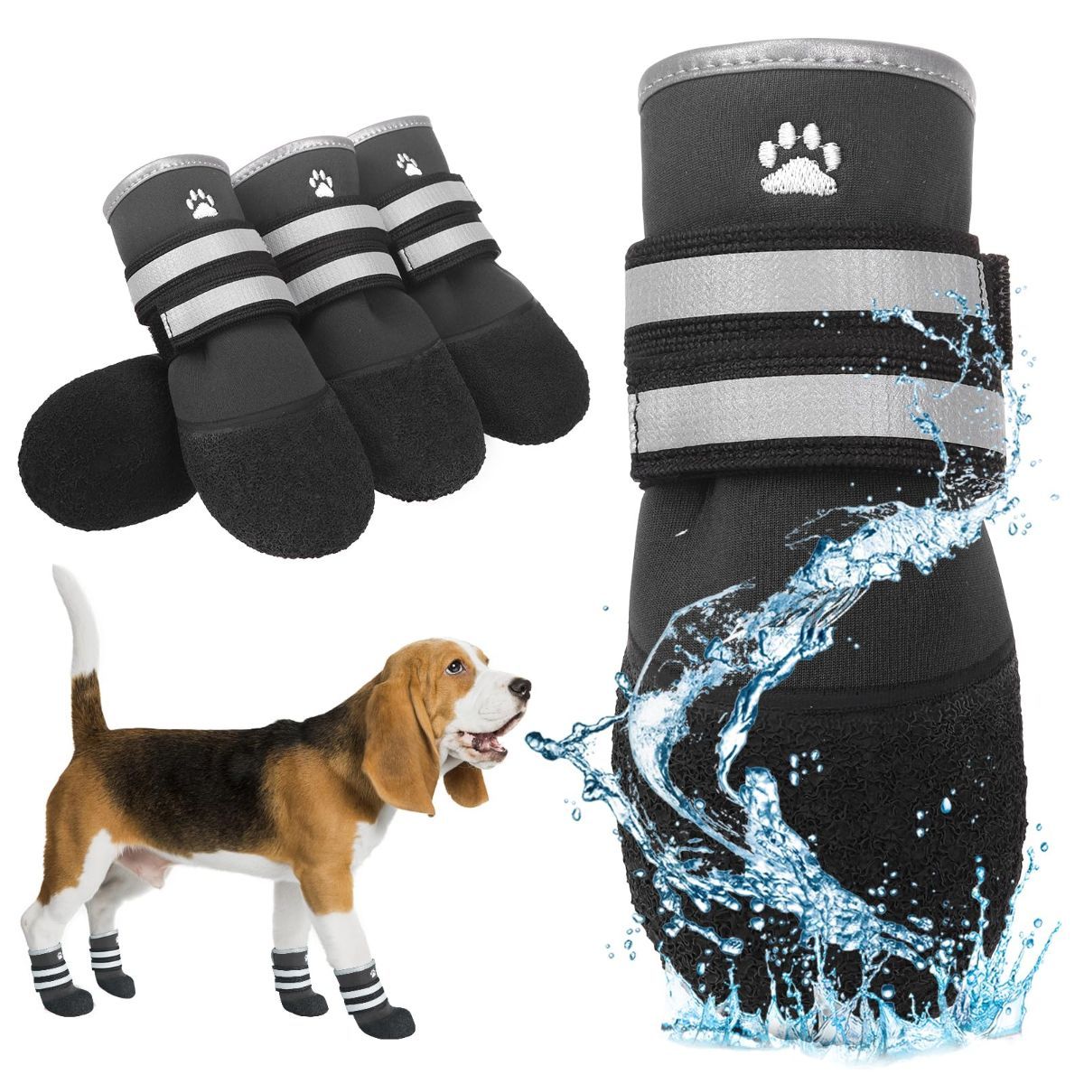 Dog Shoes for hot/Cold Pavement, Waterproof Dog Booties to Prevent Licking for Small Medium Large Size Dogs, Anti-Slip Dogs Boots & Paw Protectors — image 2