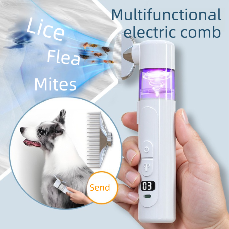 Electric Flea Comb for Dogs and Cats - 2-in-1 Rechargeable Pet Flea Remover and Dematting Grooming Comb with Suction Collection, 3 Speed Settings and USB-C โ image 2
