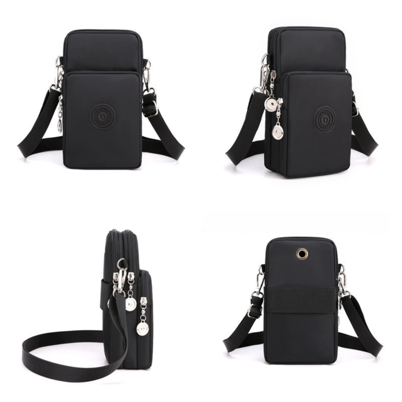 Black Balloon 3-Layer Waterproof Nylon Vertical Crossbody Phone Bag - Lightweight Phone Purse with Headphone Jack & Adjustable Strap — image 2
