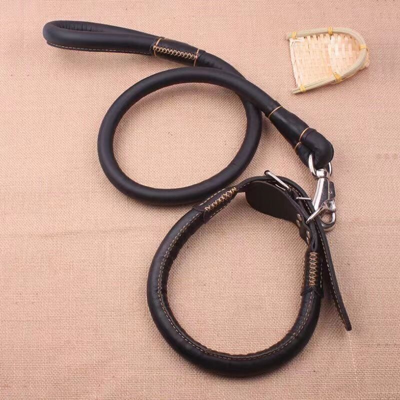 Pet beibei Leather Dog Leash Collar Set Medium Large M pu collar adjustment range (35-45cm) recommended 10.00 kg-20.00 kg Piece