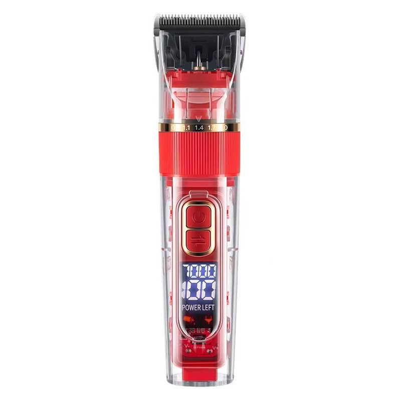Rechargeable Pet Hair Clippers Red - 2000mAh Dog and Cat Grooming Trimmer with Transparent Housing, Smart Digital Display, Adjustable Cutting Length โ image 2