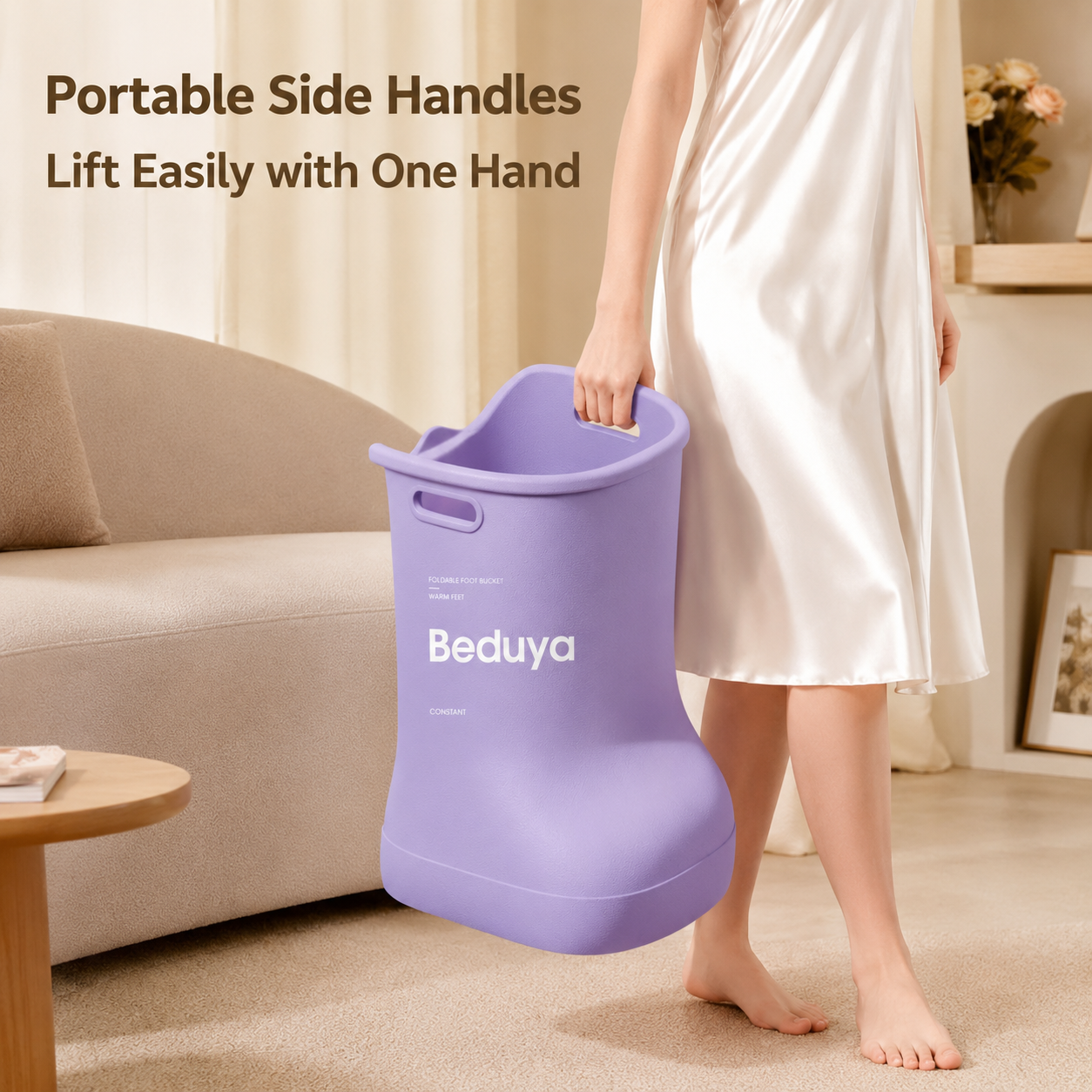 EVA Foot Soaking Bucket with Massage Bottom, Deep Calf Foot Bath Tub for Home Spa, Insulated Warm Foot Soak Basin with Handles, Lightweight Portable Foot Spa โ image 3