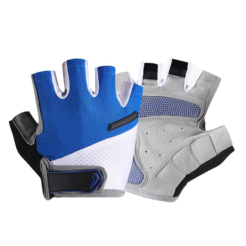 1 Pair Cycling Half Finger Bike Gloves With Anti Slip Pad For Unisex - Blue M — image 5