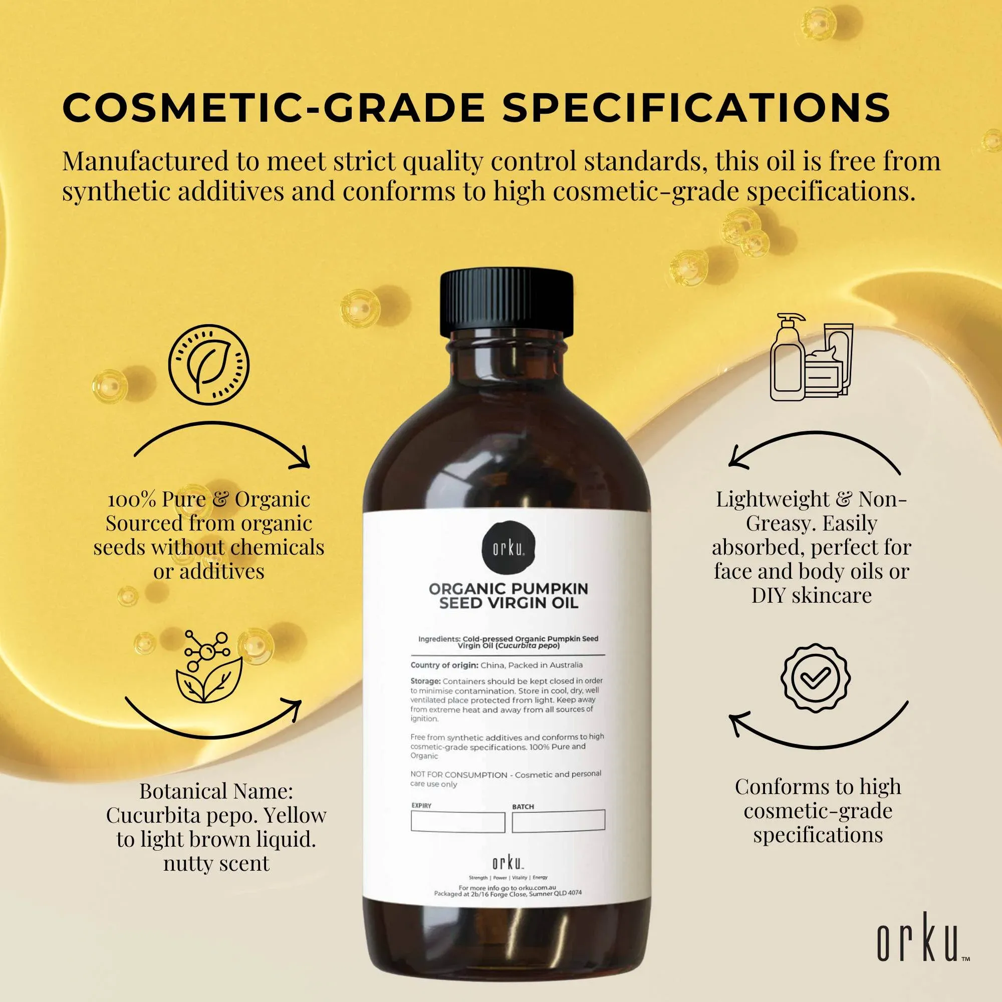 Orku 500ml Organic Pumpkin Seed Virgin Oil Cold Pressed Cosmetic Grade โ image 5