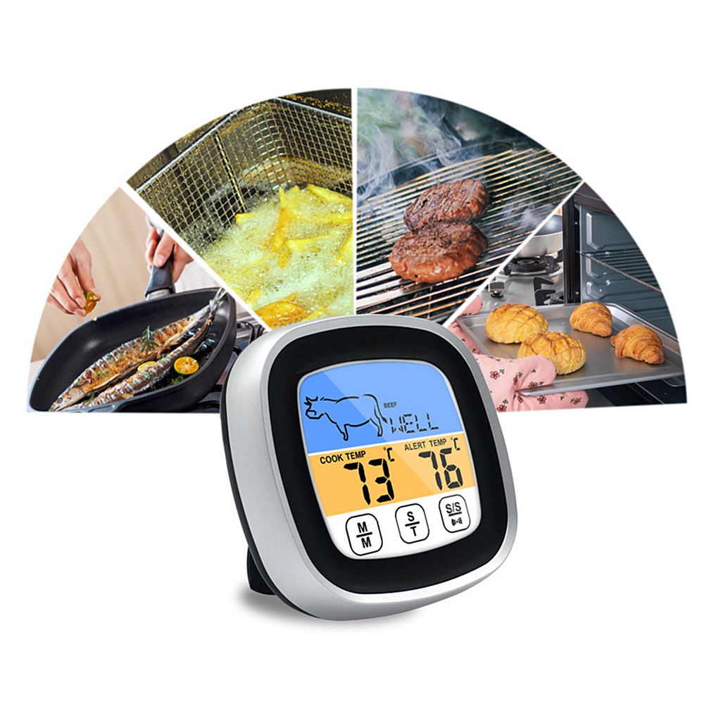BBQ Thermometer 2 Alarm Mode Touch Screen Backlight Function Meat Thermometer for Outdoor Camping Picnic — image 2