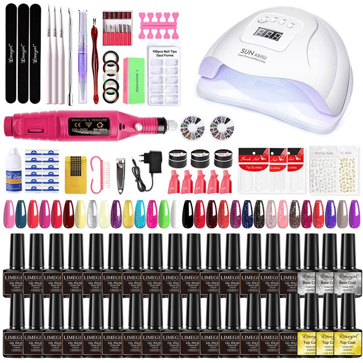 Nail Art Kit Gel Lamp Nail Grinder Nail Polishes Nail Art Tools Nail - Multi - Size 168-4