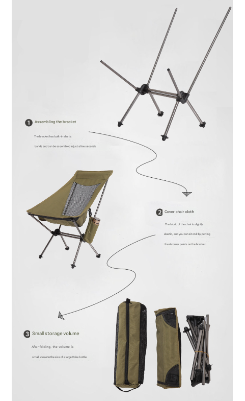 Black Lightweight Portable Folding Camping Chair - High-Back Aluminum Alloy Moon Chair with Oxford Fabric, Side Pocket & Carry Bag for Outdoor, Beach, Fishing — image 5