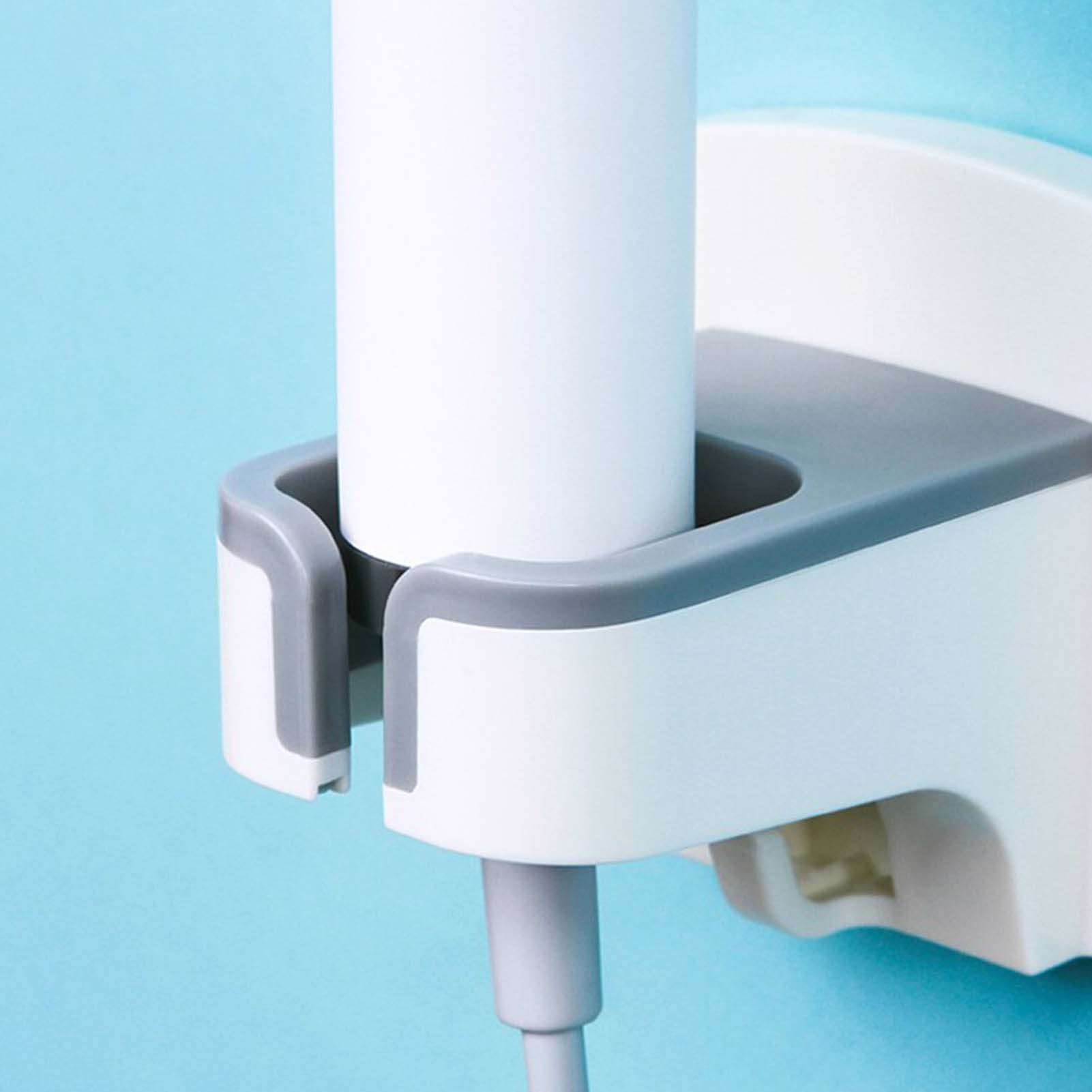 Wall Mounted Hair Dryer Holder Punch Free Self Adhesive Blow Dryer Holder for Bathroom Washroom White — image 5