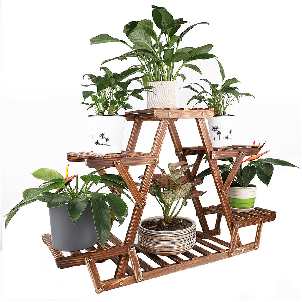 Upgraded Thick Wood Indoor Plant Stand with Flower Planter Shelves โ image 2