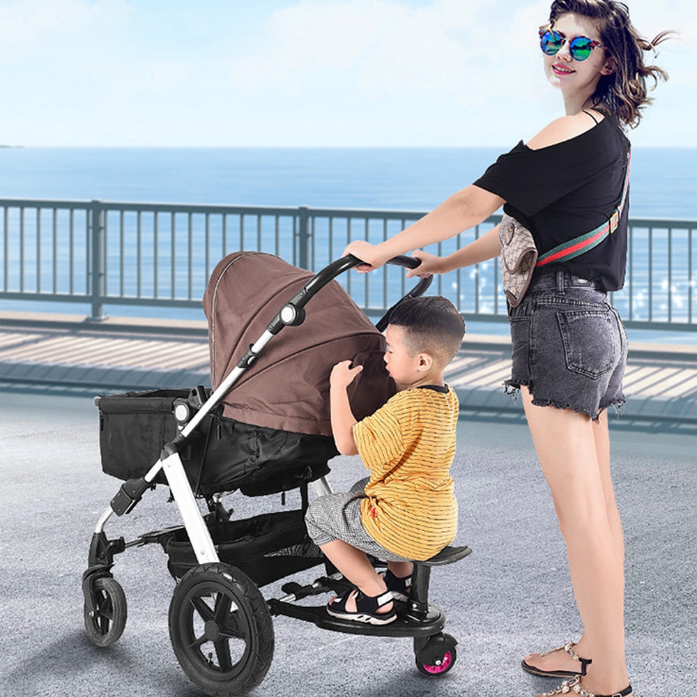 Stroller Step Board Toddler Buggys Wheel Standing Board Skateboard For Pram Kids Pink โ image 2