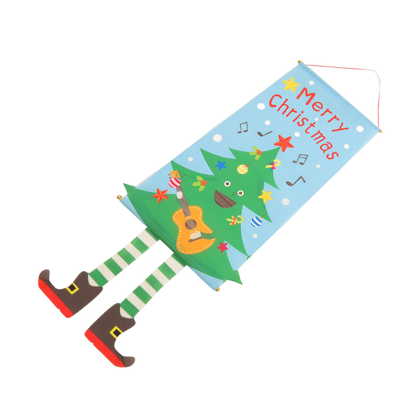 Christmas Flags Ornament Christmas Tree Designed Bamboo and Cloth Christmas Hanging Sign for Door Home — image 2