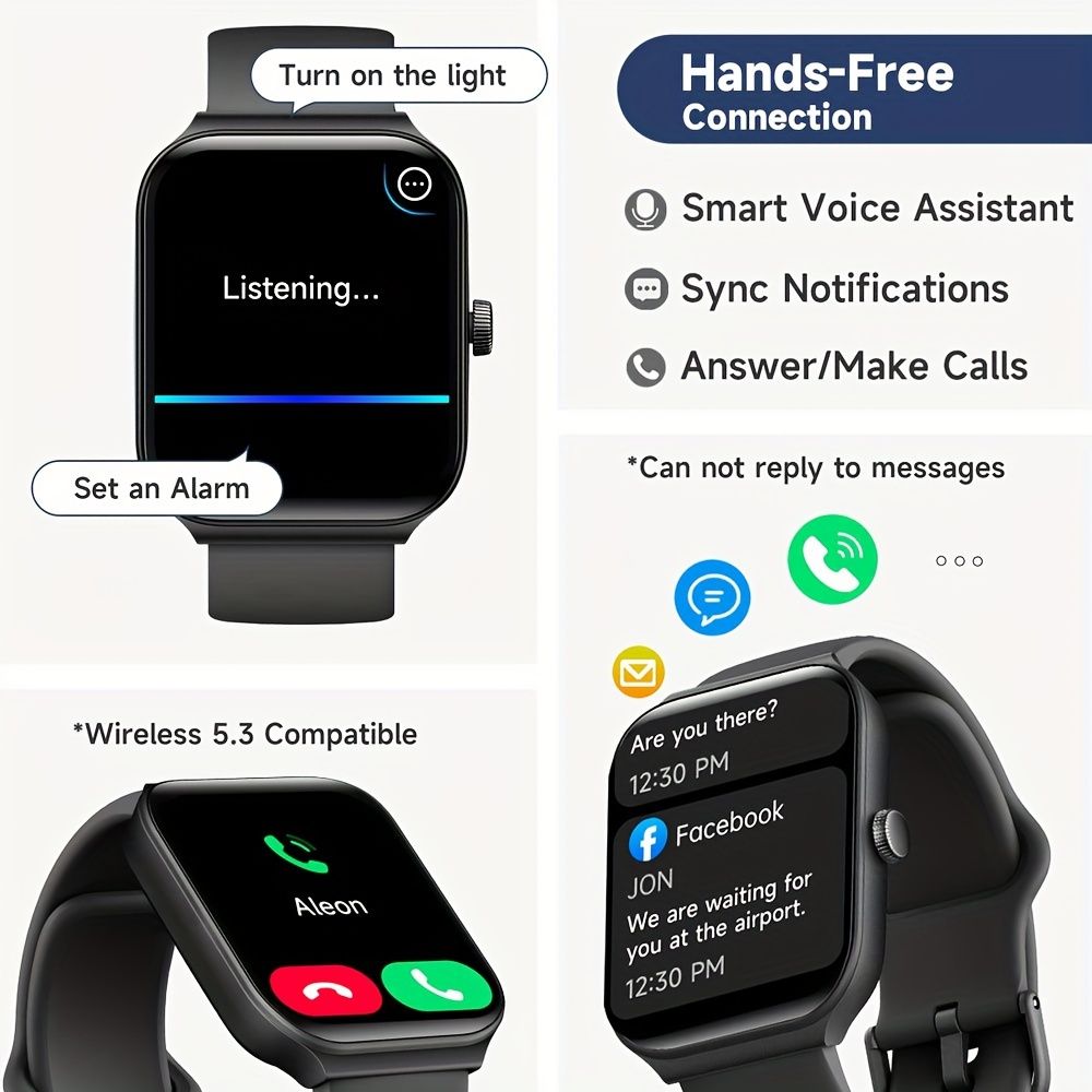 Smartwatch, men's and women's, 4.95cm fitness tracker, supports answering/making calls, wireless/睡Sleep tracking / 50 exercise modes, fitness watch, holiday — image 2