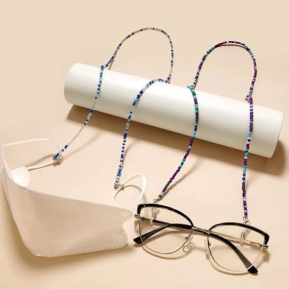 4Pcs Beaded Eyeglass Chains for Women & Girls, Sunglass Holder Strap Around Neck, Acrylic Glasses Hanger Keeper — image 3