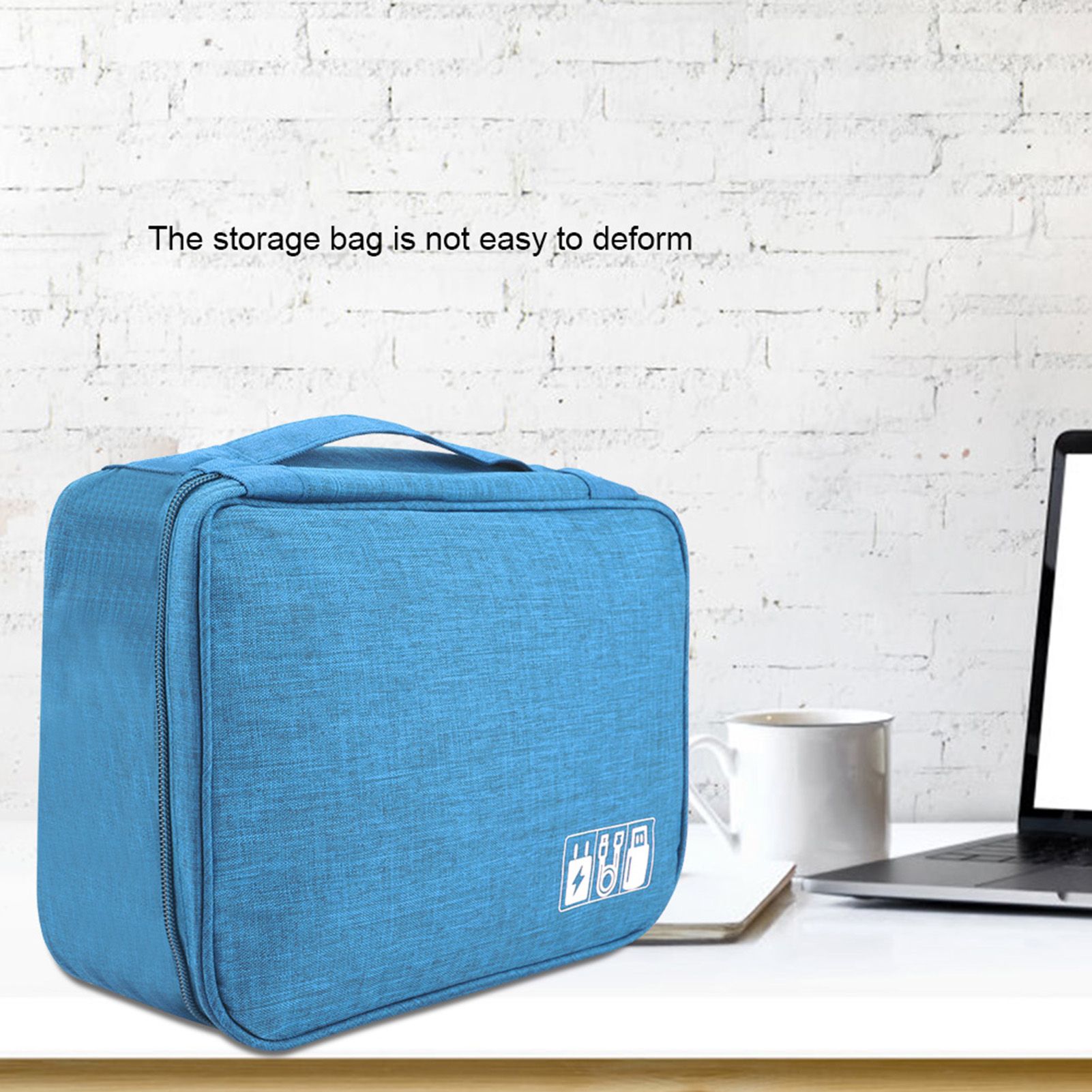 Portable Storage Bag for USB Cable Power Bank Headphone Digital Garget Organizer(Blue) โ image 2
