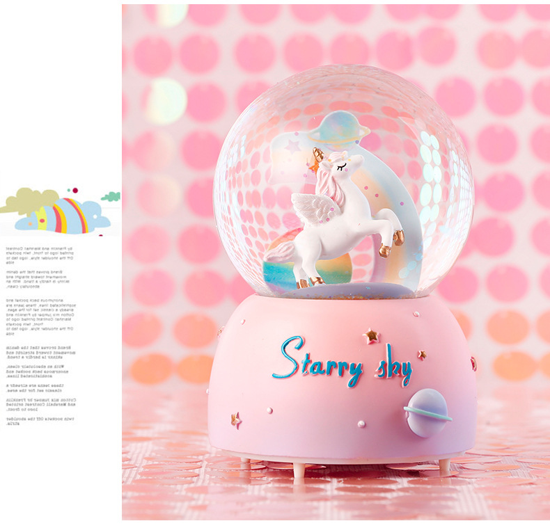 Enchanting Unicorn Snow Globe Music Box - Magical Starry Sky Musical Gift for Girls — image 3