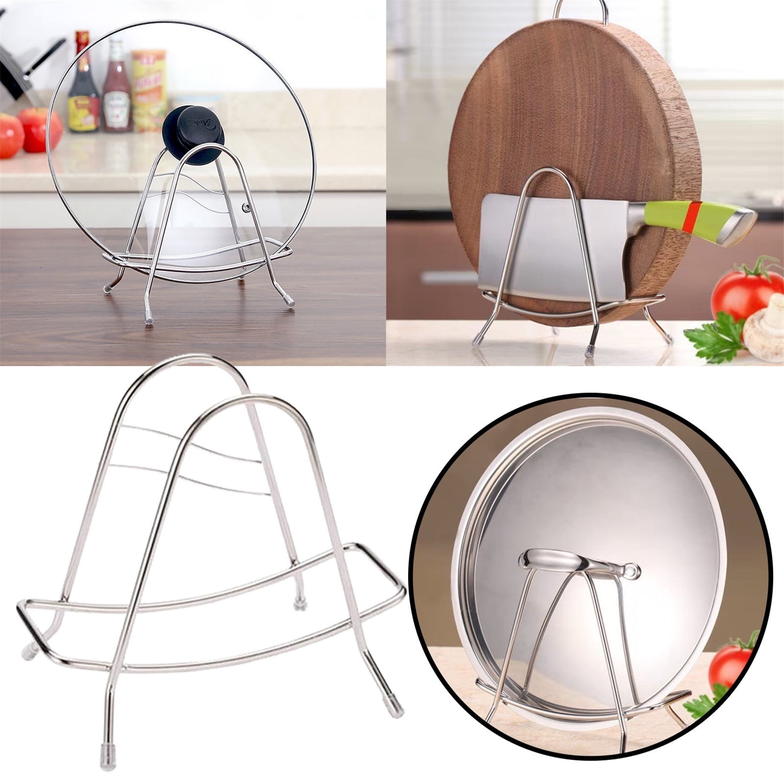 Eewia Rack Clearance! Stainless Steel Cutting Board Rack Household Pot Cover Rack Sitting Kitchen Chopping Board Shelving Sticky Board Cutting Board Rack โ image 2
