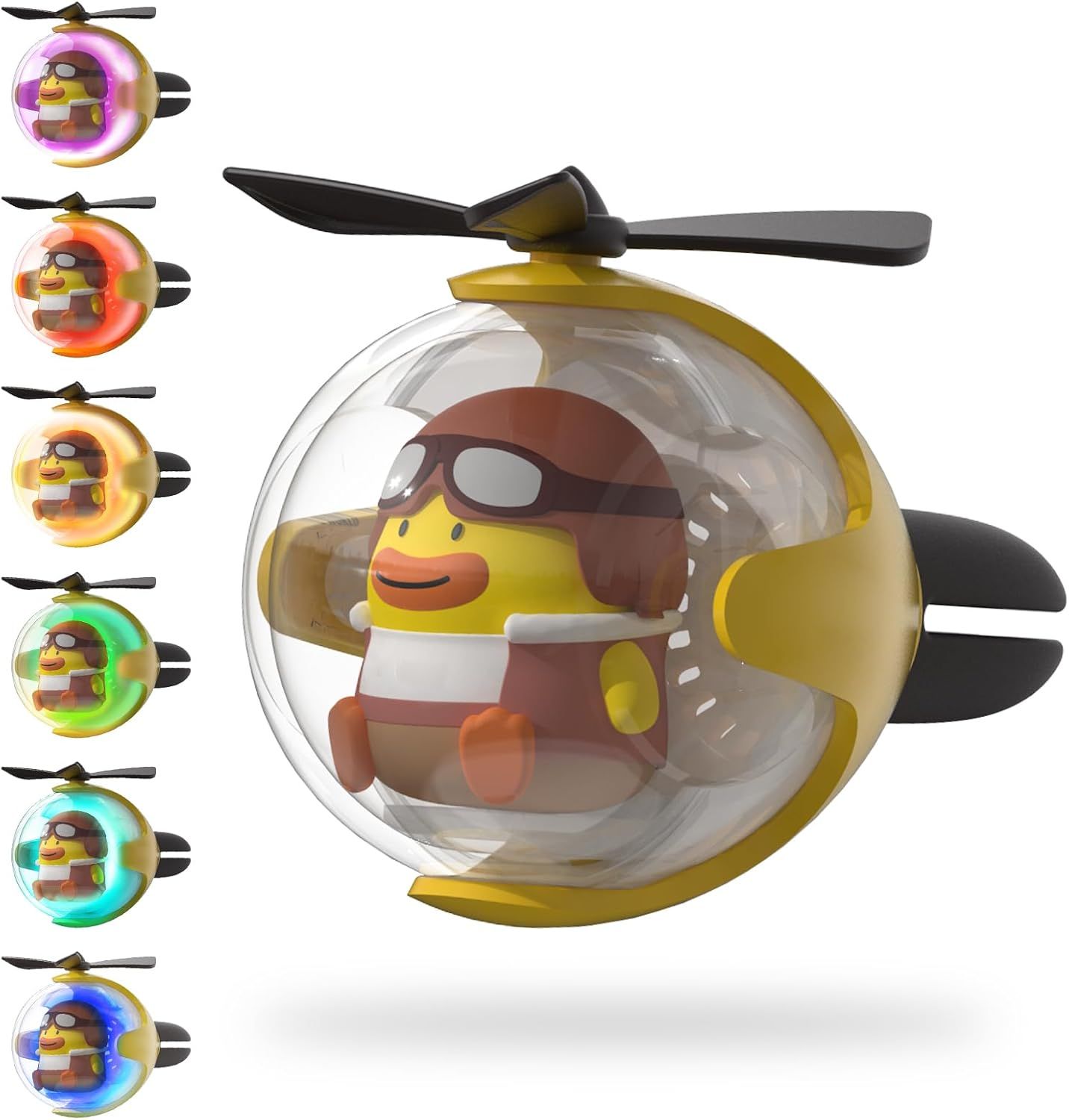 Yellow Duck Car Air Freshener with 6-Color Auto Light Up & 4 Scented Replacements Tablets โ Light Scent, Decorative Auto Accessories, Cute Mother's Day and