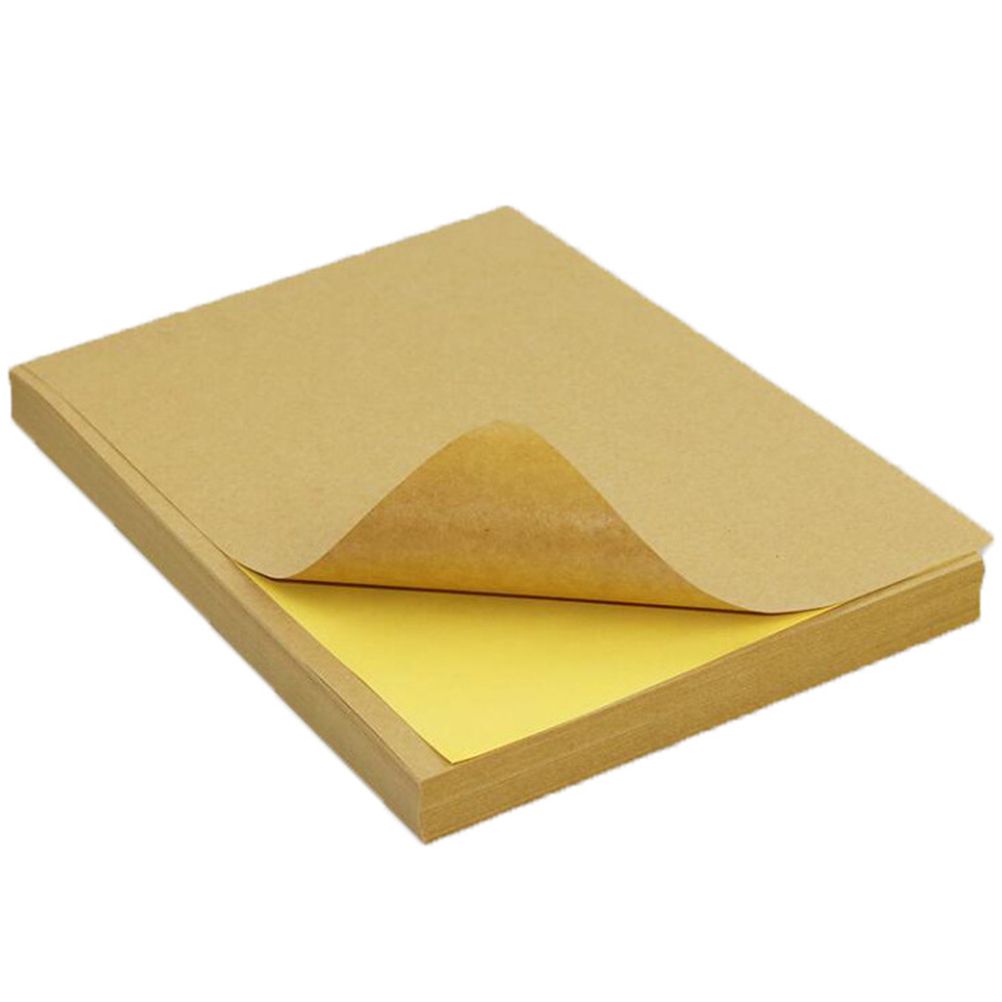 50 Sheet A4 Brown Kraft Sticker Paper Sheet Self Adhesive Label Inkjet Printer — image 2