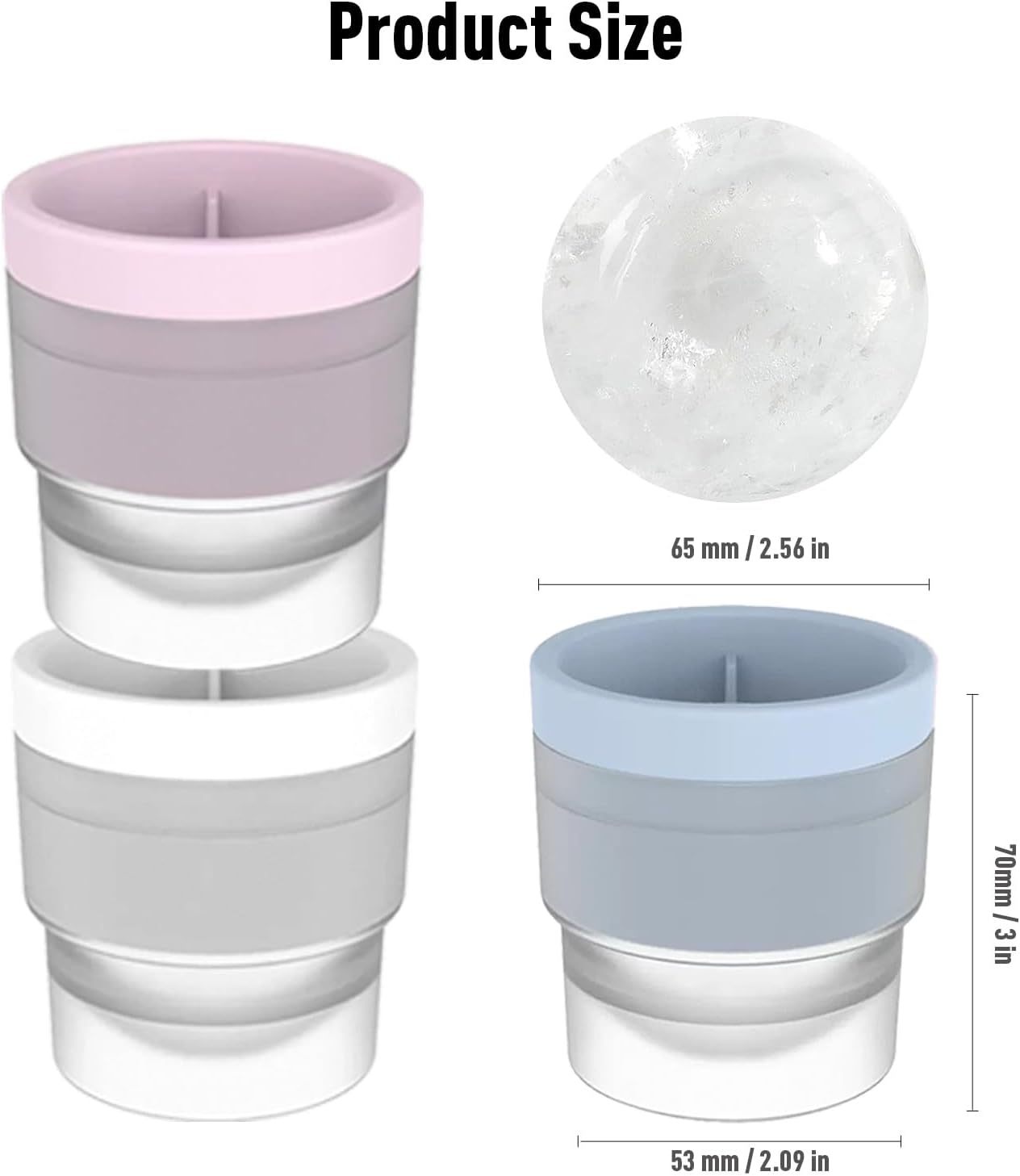 Large Ice Ball Molds 6 PCS - Silicone Spherical Ice Cube Trays for Whiskey, Cocktails, Cold Drinks - Freezer Safe Ice Maker for Refrigerator & Baby Food โ image 2