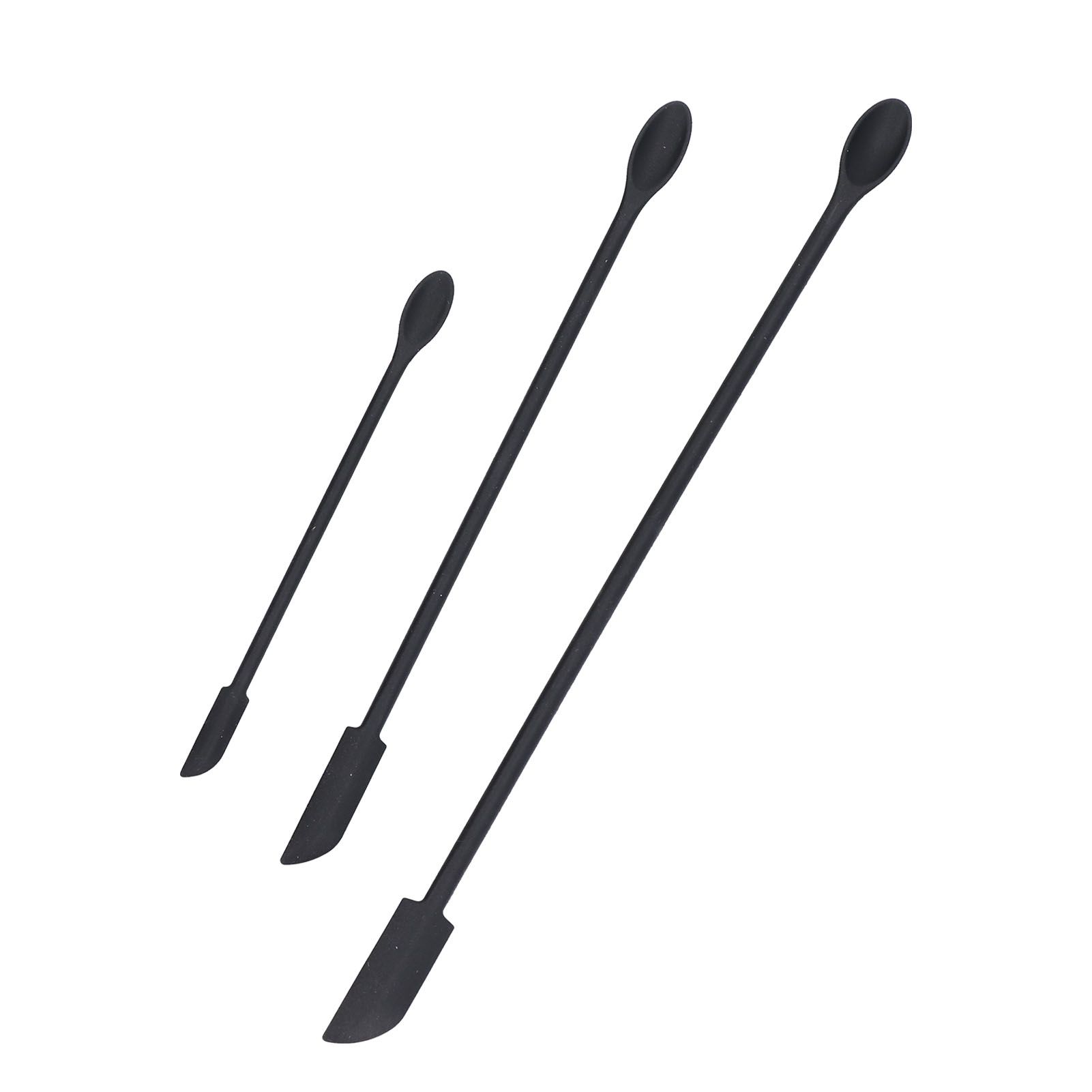 3pcs Spatula Food Grade Silicone Double Head Fruit Jam Cream Makeup Spatula for KitchenBlack — image 3
