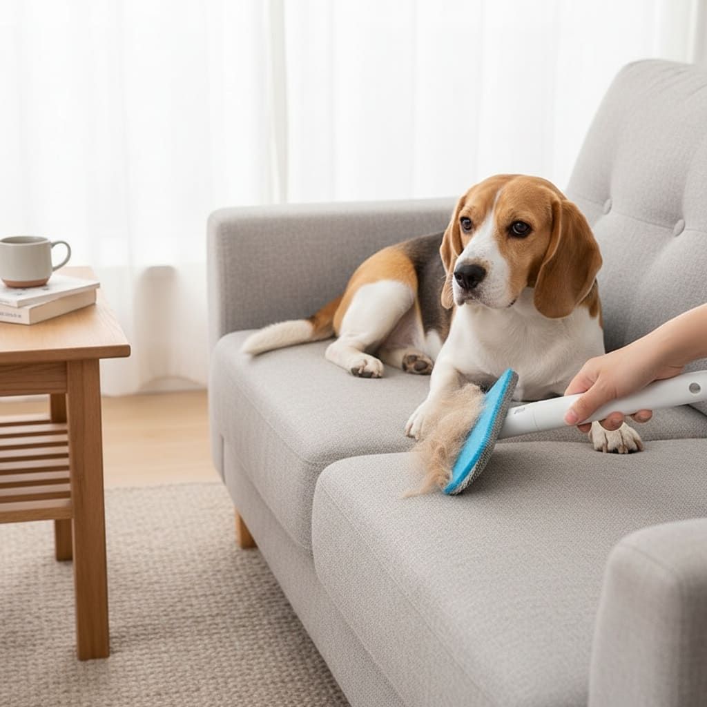 Triple-Action Pet Hair Remover Brush for Cats and Dogs – Reusable Lint Roller with Washable Blue and Grey Fabric Bristles, Durable Plastic Handle, Perfect for — image 5