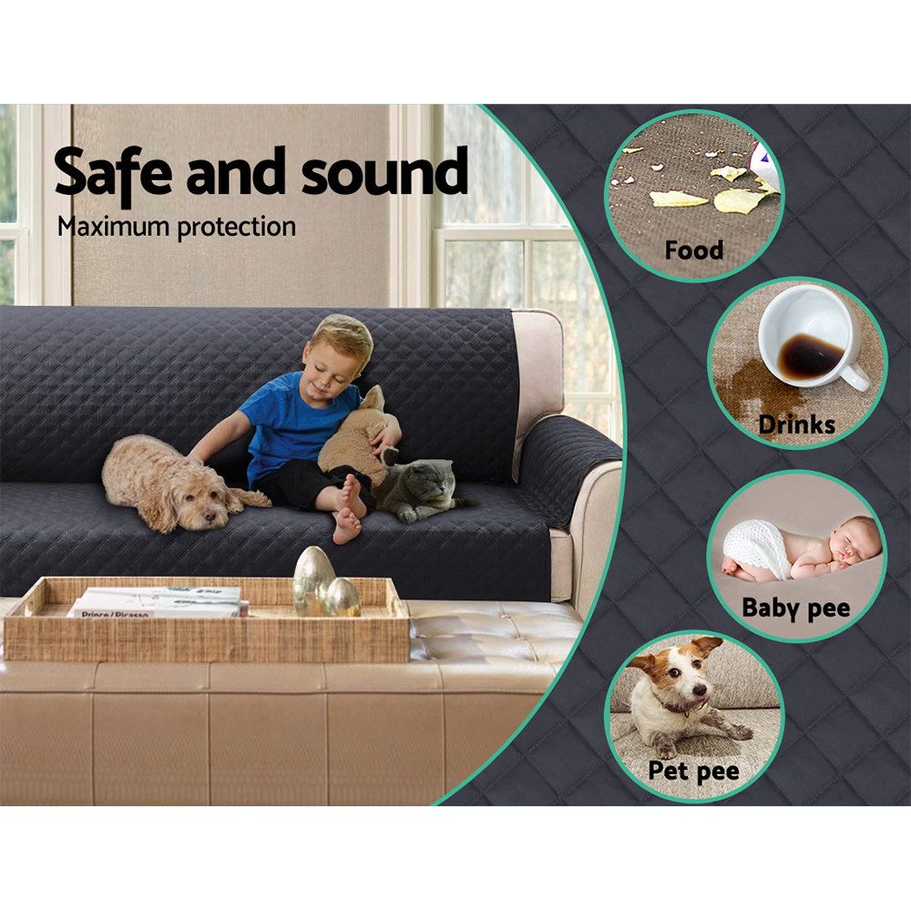Artiss Sofa Cover Couch Covers 4 Seater Easy to Clean Dark Grey — image 4