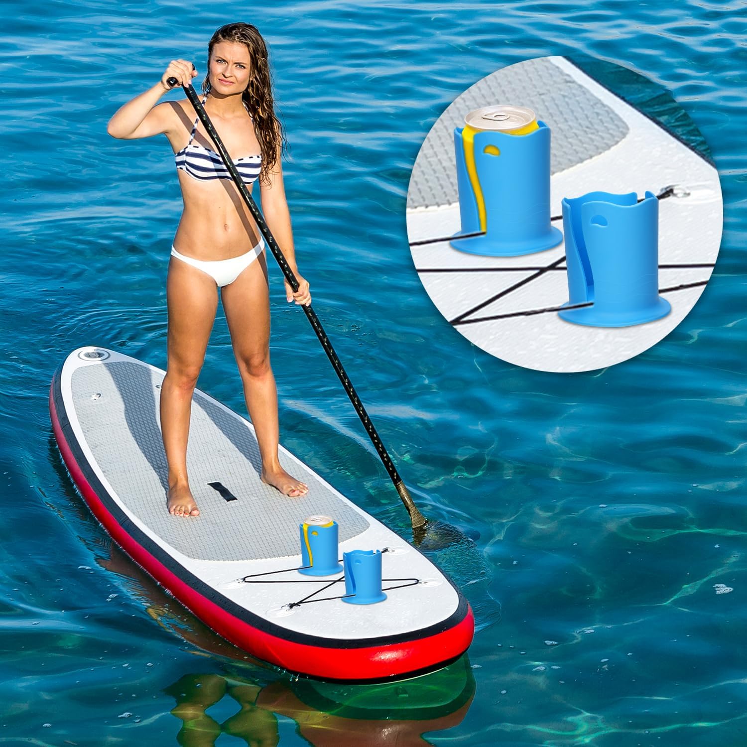 2pcs Paddle Board Cup Holder, Universal Kayak Drink Holder Multifunctional Anti-Toppling Paddleboard Cup Holder Surfboard Water Bottle Holder for Outdoor — image 6