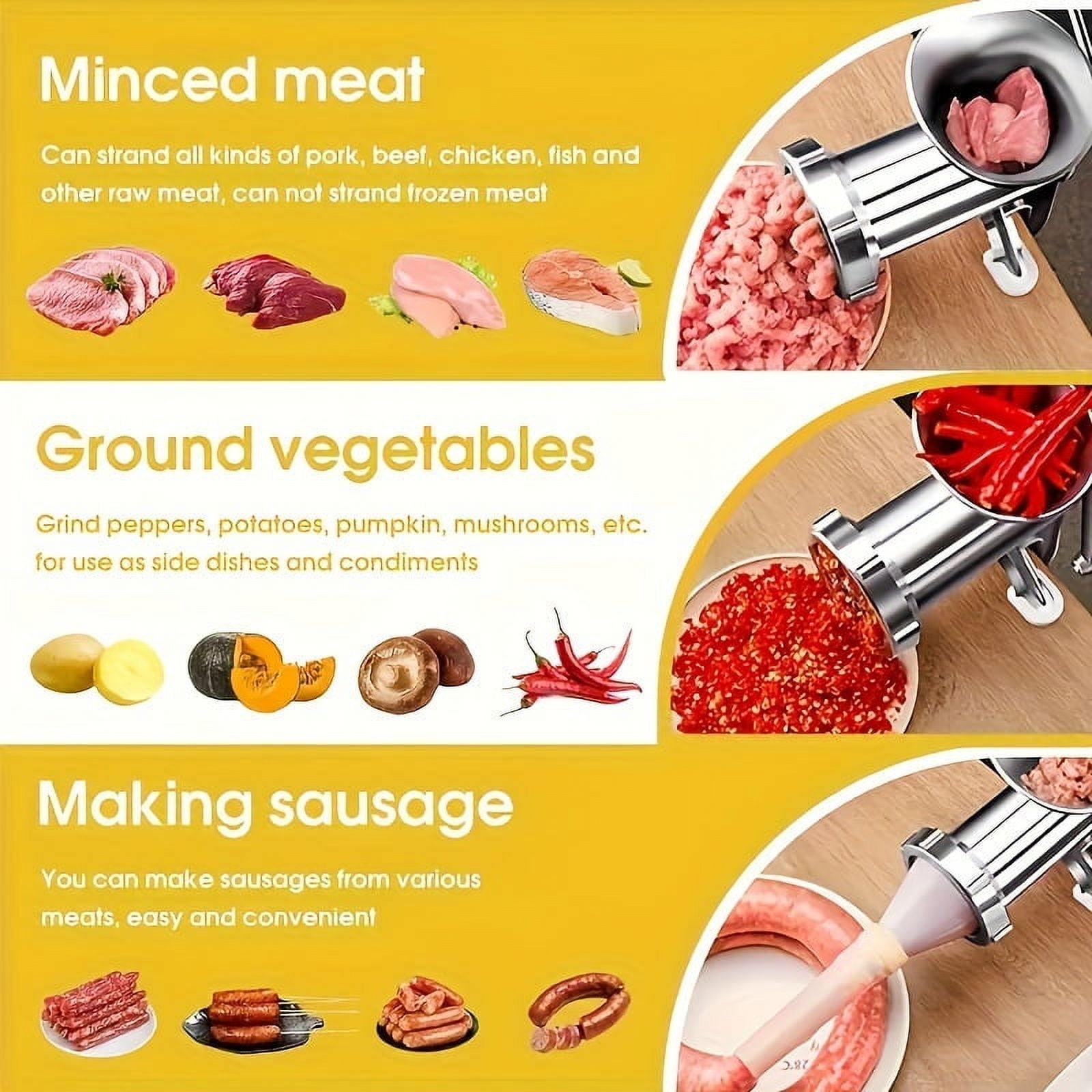 Stainless Steel Manual Meat Grinder With Tabletop Clamp - Heavy Duty Sausage Maker & Vegetable Crusher, Essential Kitchen Gadget โ image 6