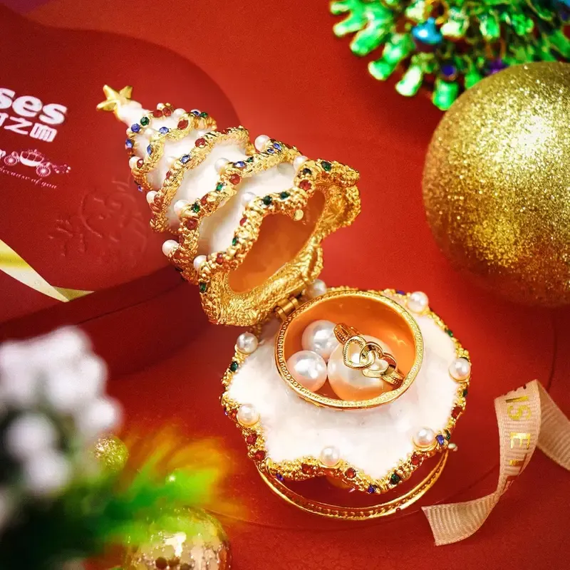 Enamel Christmas Tree Jewelry Box – Rhinestone & Pearl Luxe Desk Decor, Ring & Earring Storag. Perfect for Christmas, Birthdays, Housewarmings, Ideal Gift for — image 5