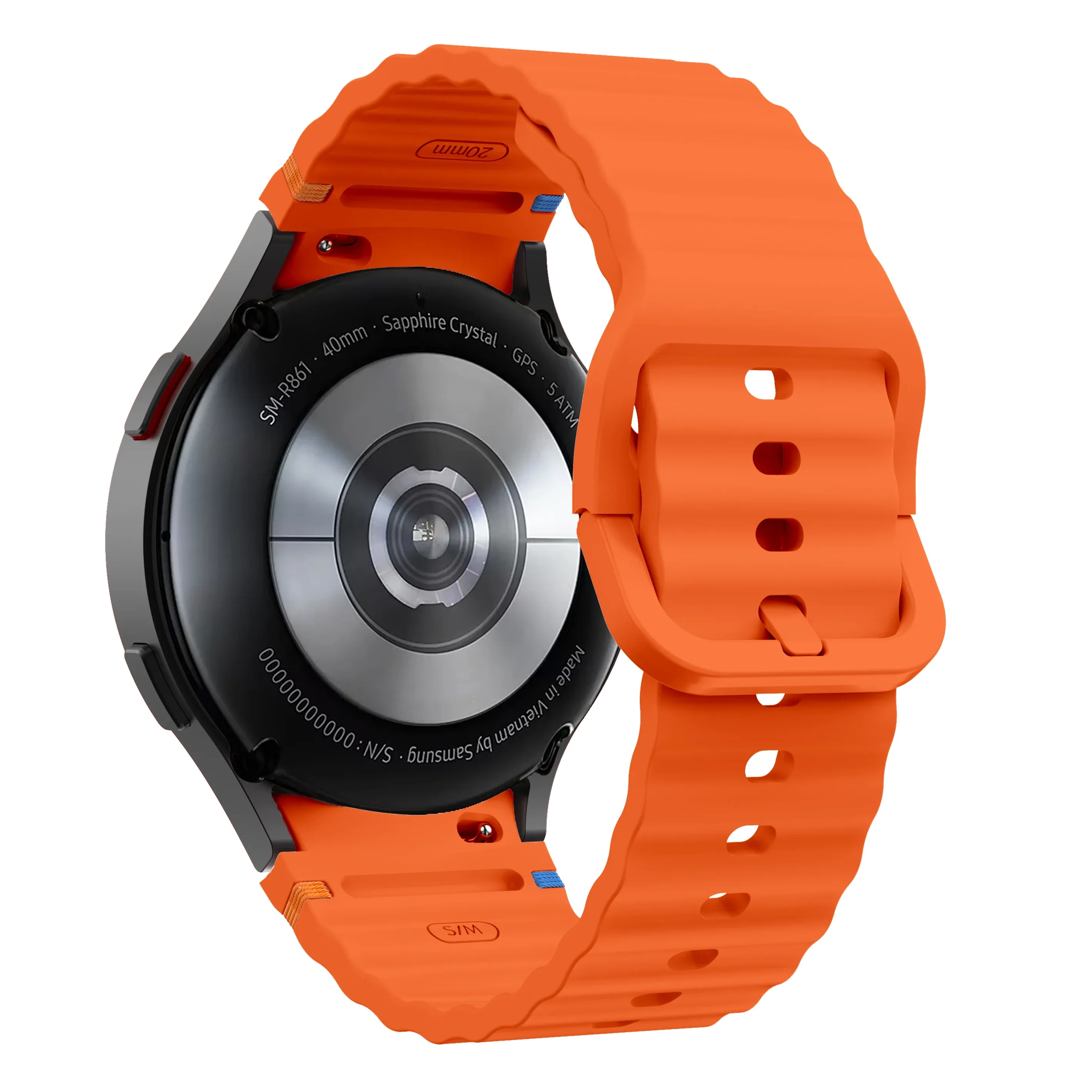 Silicone Watch Band Compatible with Samsung Galaxy Watch 5 Orange, 40mm 44mm