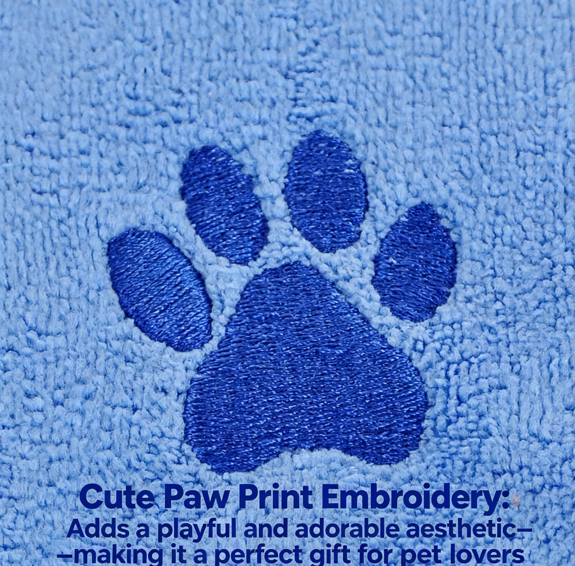 Grey 40*80cm Pet Drying absorbent Towel for Dogs and Cats - Quick Dry Super Absorbent Microfiber Bath Towel with Paw Print Design - Large Size Grooming Towel — image 4