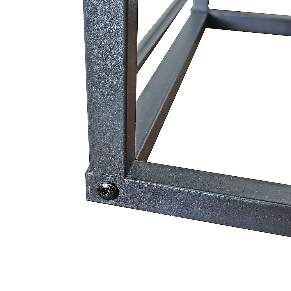 Industrial C Shaped Sofa Side Table with Wooden Shelf Couch Laptop Snack End Table โ image 5