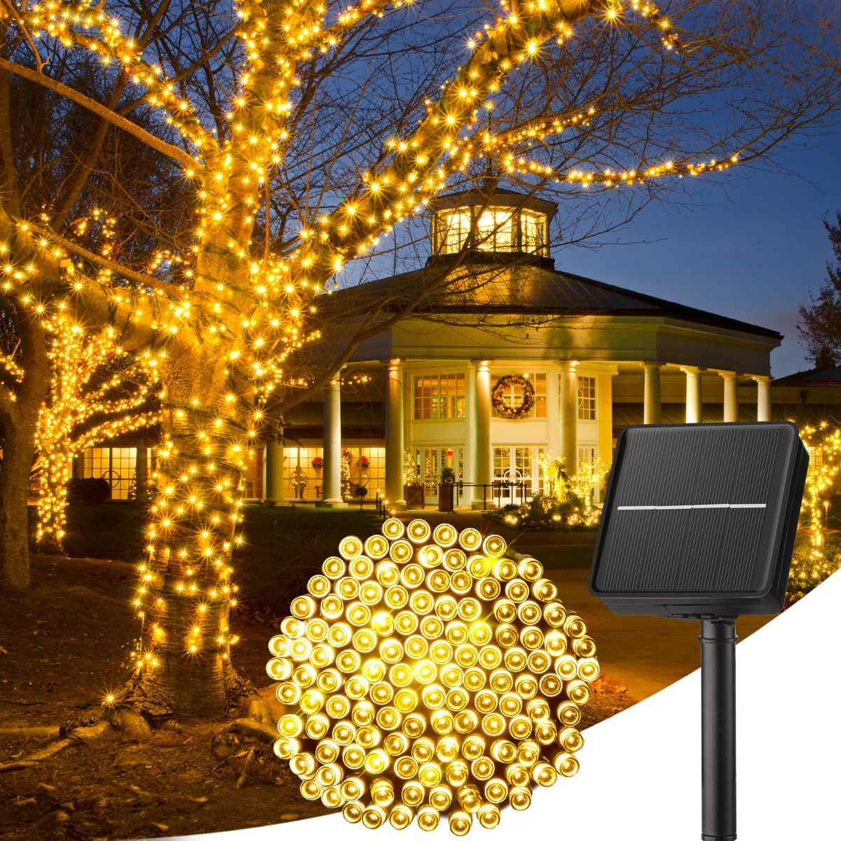 Solar String Lights Outdoor Waterproof, LED Outdoor Light | Solar Fairy Lights with 8 Lighting Modes, IP65 Waterproof Solar Christmas Halloween Lights for