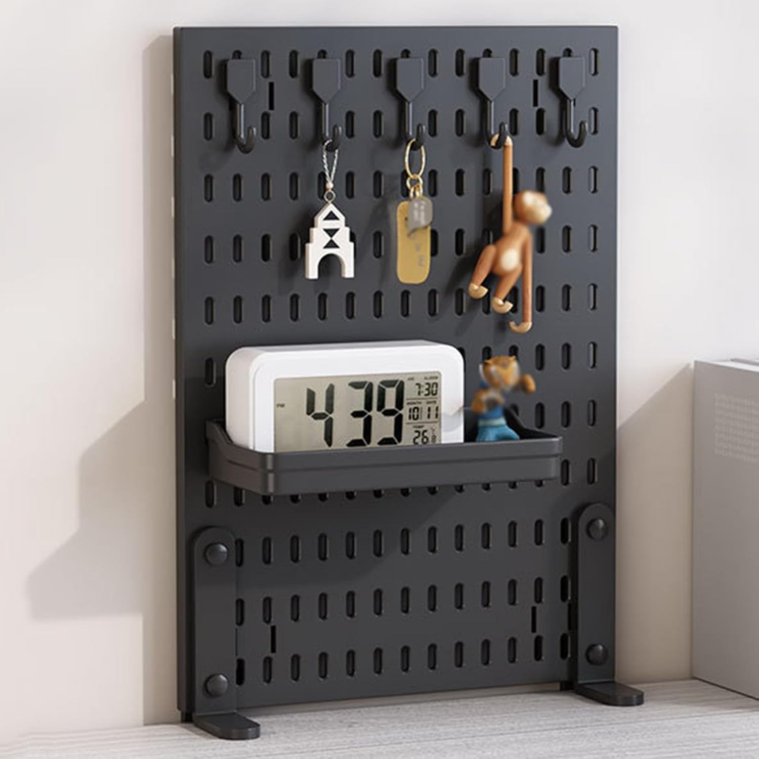 CARLA HOME Desk Pegboard Organizer Kit with Hooks, Tray & Mount Ideal for Office, Gaming Setup & Home Workspace Organization (Black)