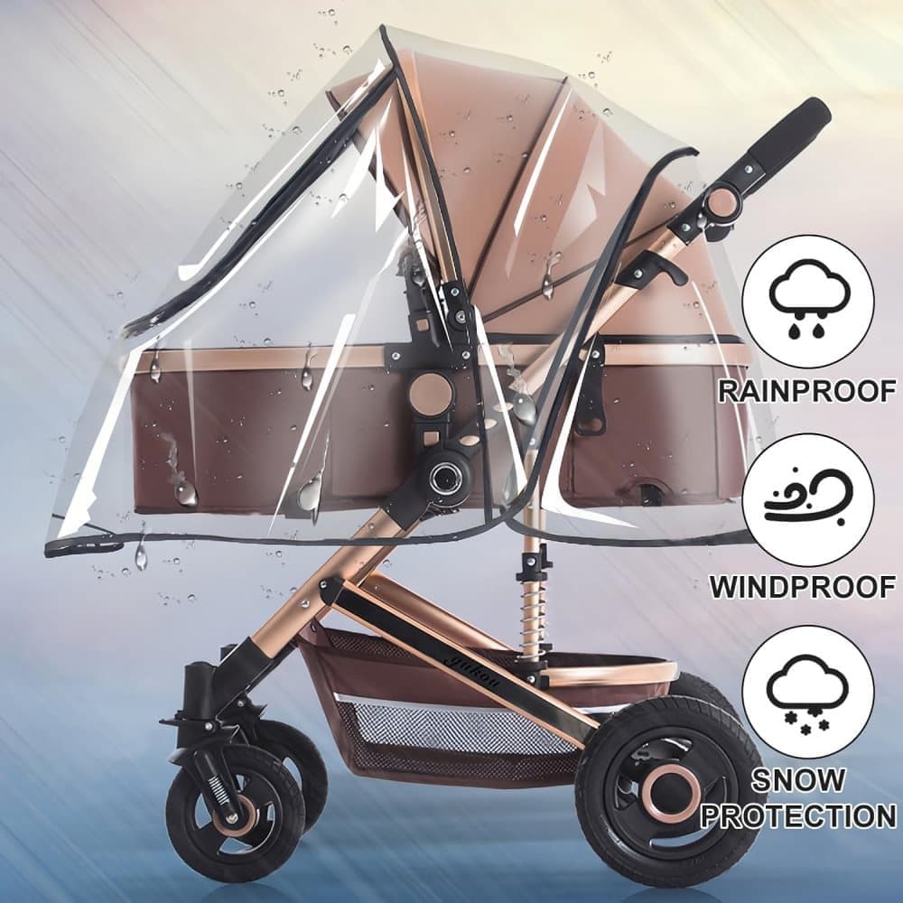 Universal Rain Cover Stroller Transparent EVA with Zipper and Window, Wind and Waterproof Protection — image 3