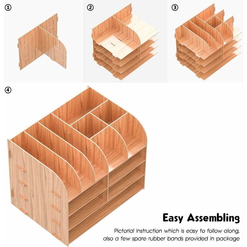 Wooden Desk Organizer for Pen Pencil A4 Paper and Accessories, 32 × 24 × 27cm — image 4