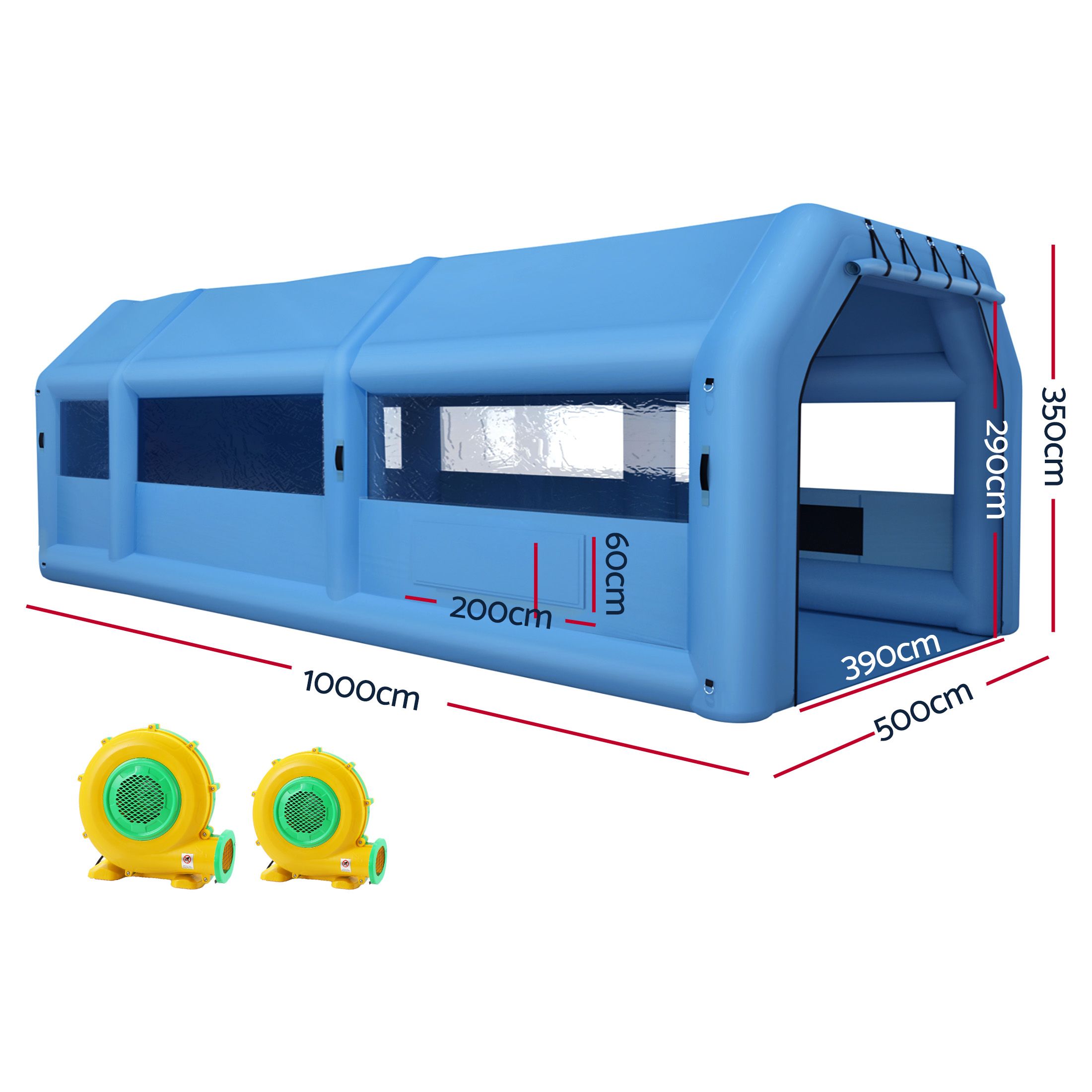 Giantz Inflatable Spray Booth Car Paint Tent 1000X500X350cm 2 Blowers Filter Mobile Garage Workstation โ image 2