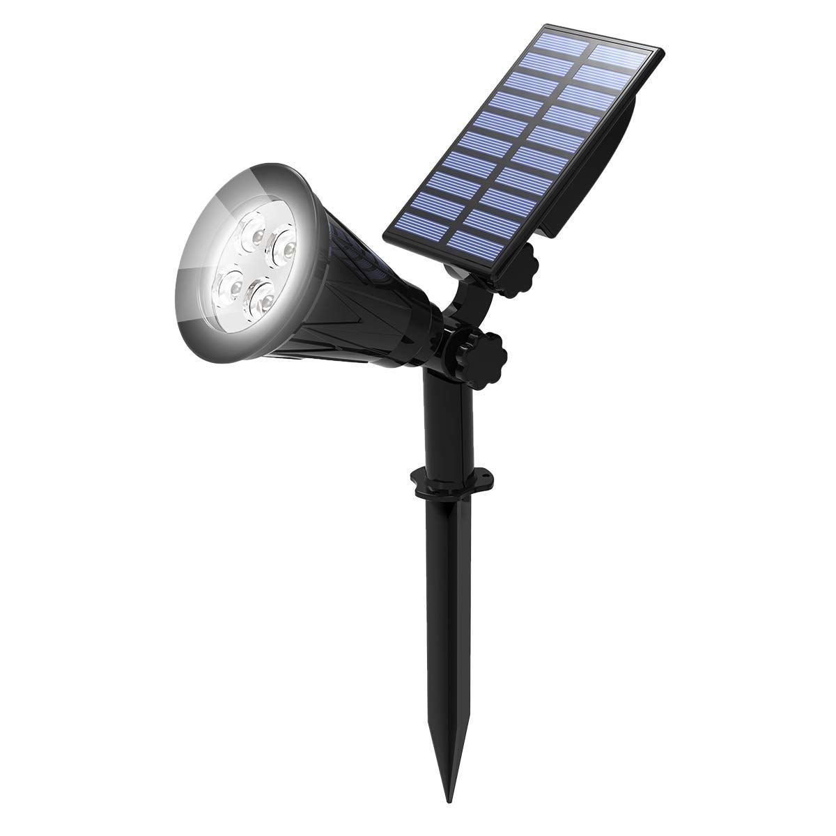 Solar Spotlight LED Outdoor Wall Light, IP65 Waterproof, Auto-on at Night/Auto-Off by Day, 180°Angle Adjustable (White)