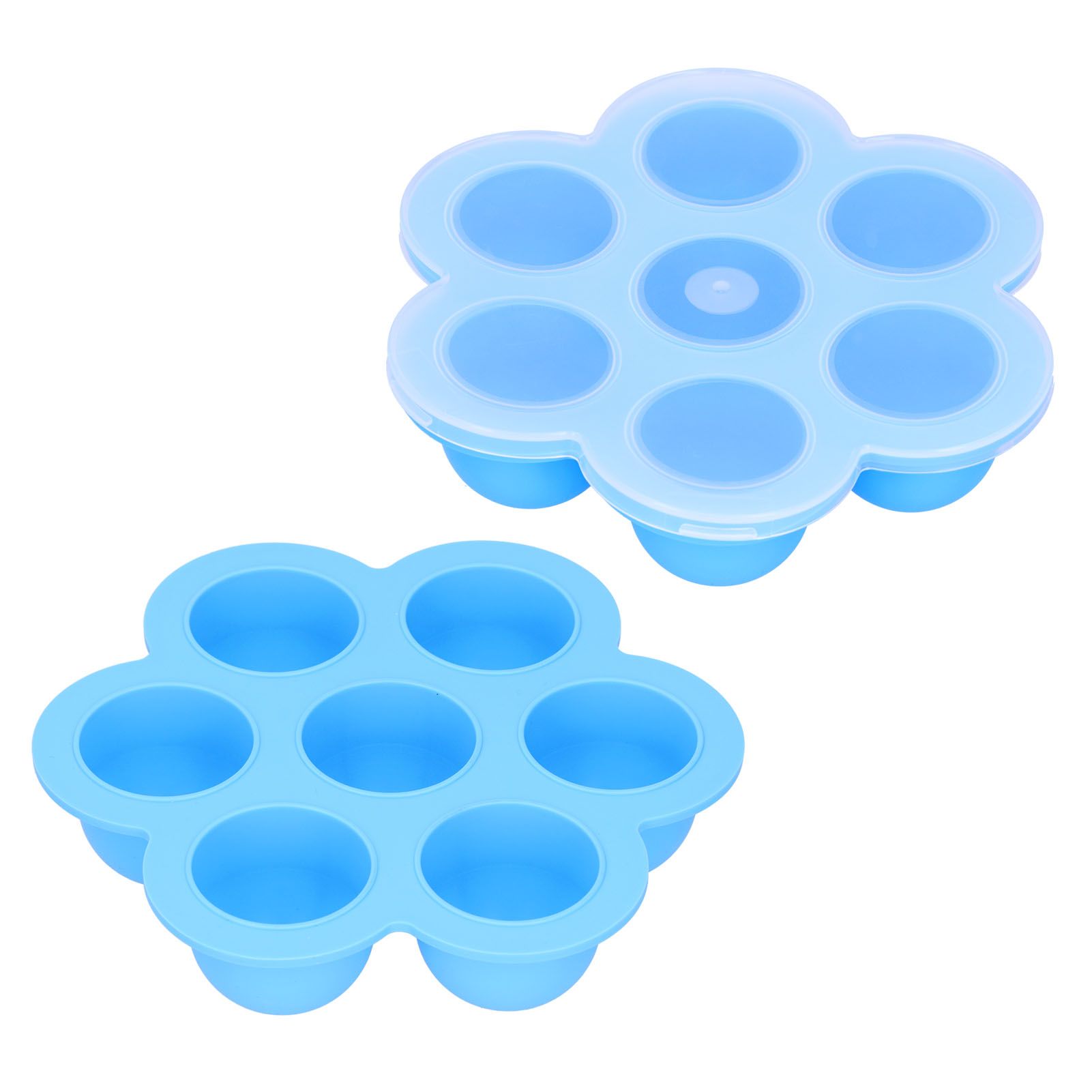 7‑Grid Sky Blue Baby Food Supplement Box Silicone Food Storage Container with Lid for Baby — image 5