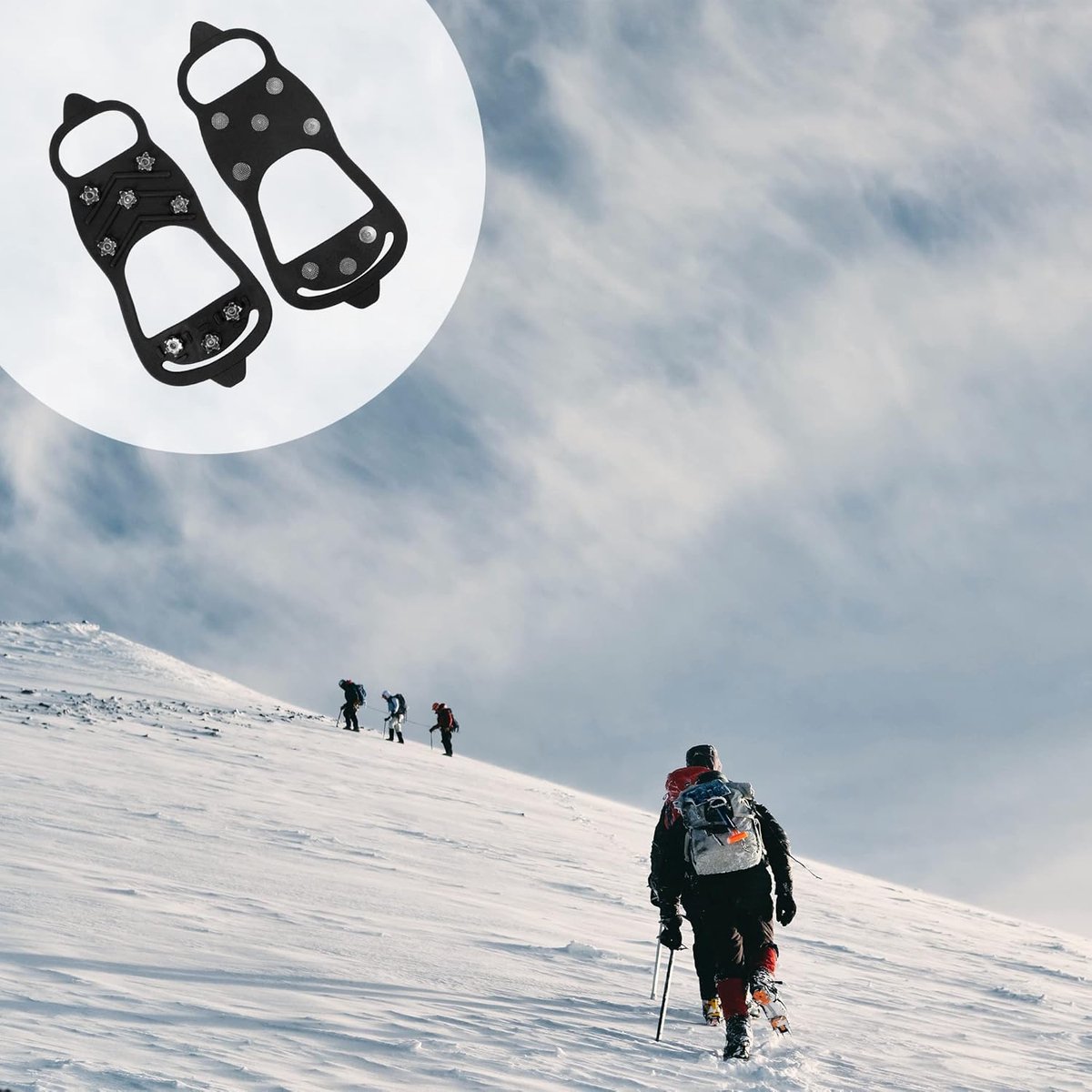 Shoe Covers - Crampons - Anti-slip - Crampons for Hiking Boots - Shoe Spikes - Crampons - For Women or Men - Black - Size 41-46 — image 2
