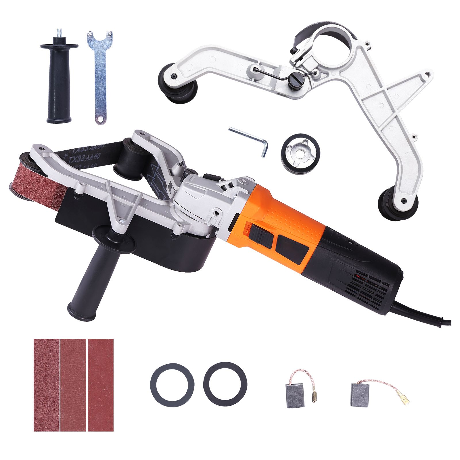 Pipe Tube Polisher Sander, 1300W Pipe Belt Sander with 6 Variable Speeds 1100-3200rpm, Professional Belt Sander Grinding Machine with 3PCS Sanding Belts for