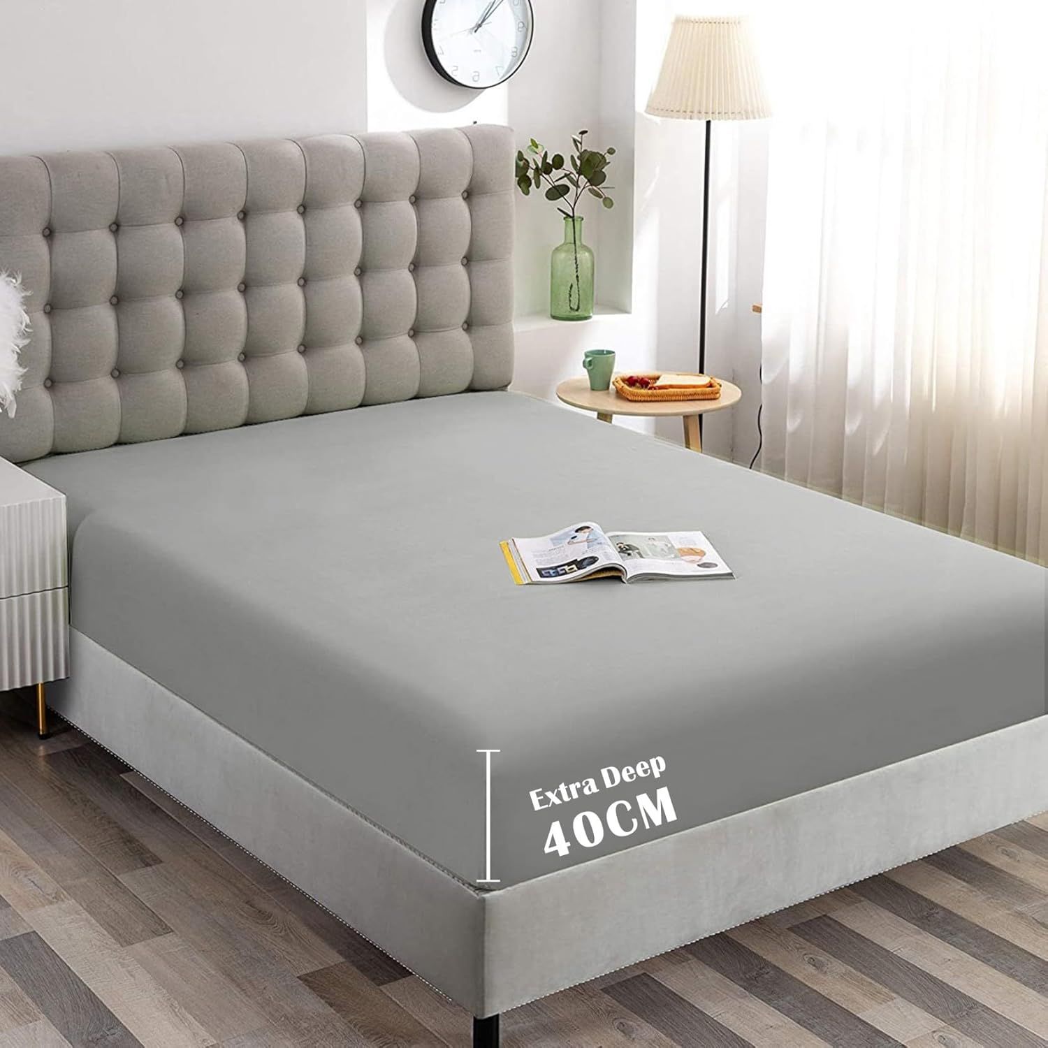 Hotel Quality Fitted Sheet - 1 Piece Fitted Sheet -Breathable Bedding - Wrinkle, Fade, Stain Resistant- 16inch/40cm Deep Pocket Fitted Bed Sheet-Wrinkle and