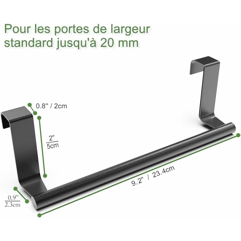 Kitchen Towel Bar, 2 pcs Set Kitchen Towel Holders, Matte Black — image 2