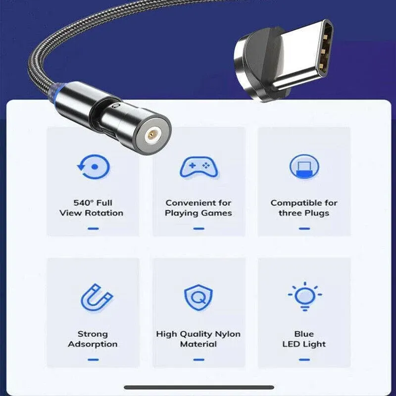 3in1 Fast Charging Cable with Rotating Head for USB C iOS Micro USB Devices - 1M โ image 4