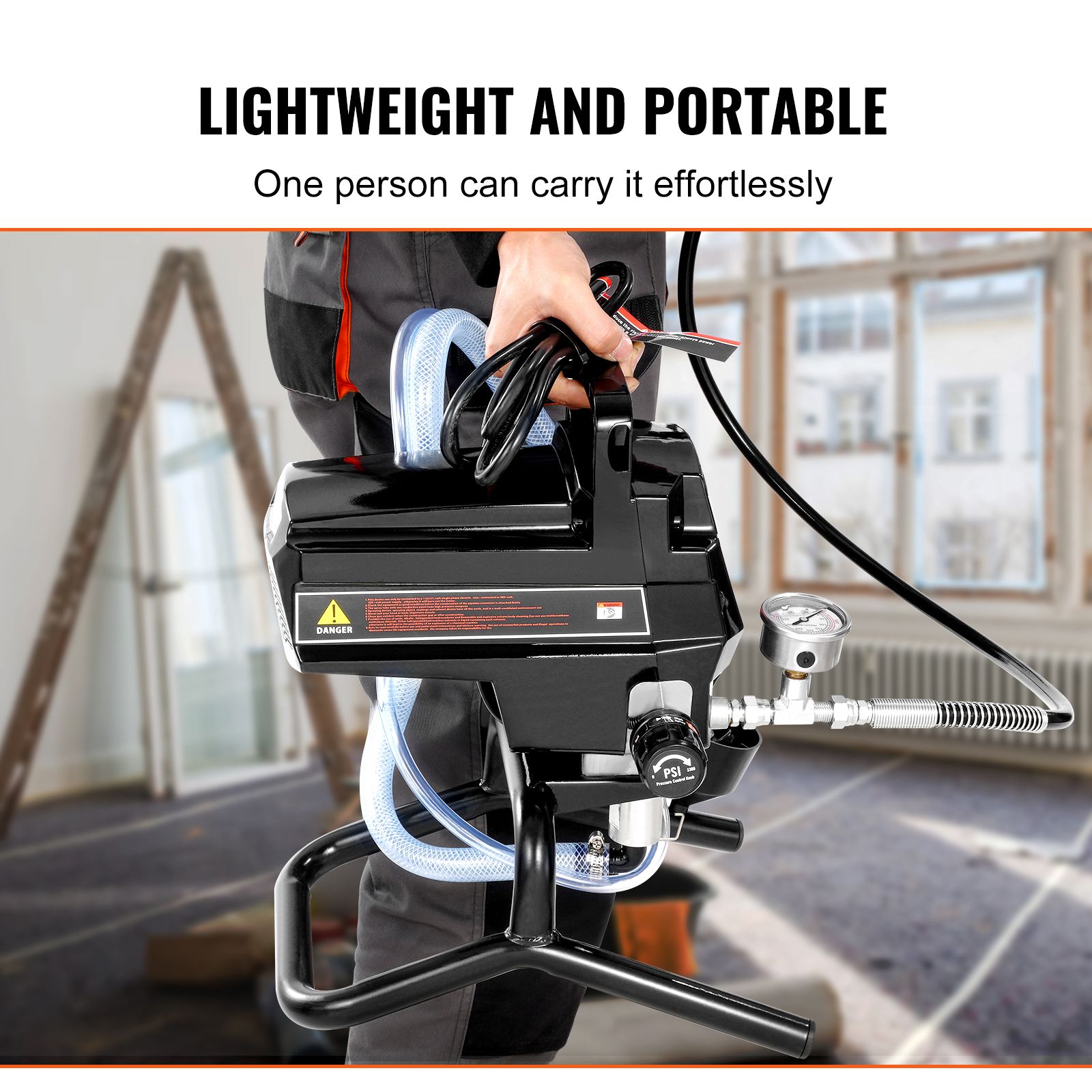 Stand Airless Paint Sprayer, 950W 3000PSI High Efficiency Electric Airless Sprayer, Fine And Even Painting Effect, Handheld Paint Sprayers for Home Interior — image 6
